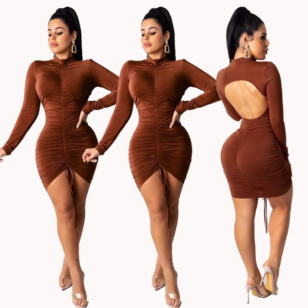 autumn designer dresses for women open back drawstring dress solid color long sleeve ladies bodycon dresses, White;black
autumn designer dresses for women open back drawstring dress solid color long sleeve ladies bodycon dresses, White;black