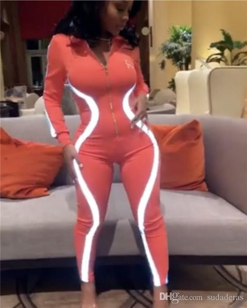 светоотражающие женщины комбинезоны летний щепка глубокий v шеи rompers one piece костюмы с длинным рукавом joint zipper одежда, Black;white 
светоотражающие женщины комбинезоны летний щепка глубокий v шеи rompers one piece костюмы с длинным рукавом joint zipper одежда, Black;white