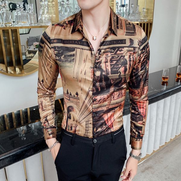 autumn new european and american style male social youth slim long-sleeved shirt flow printing hair stylist night flower shirt tide, White;black
autumn new european and american style male social youth slim long-sleeved shirt flow printing hair stylist night flower shirt tide, White;black