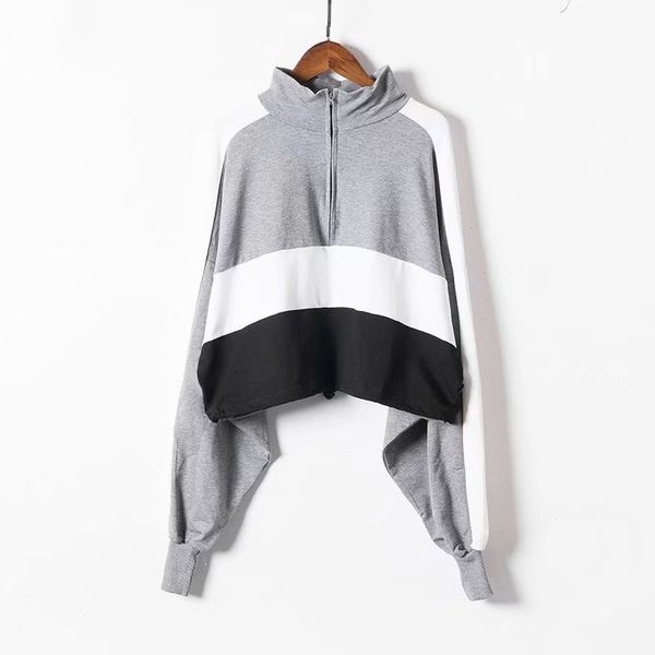 2018ins super fire blogger women's small high collar mixed colors drawstring waist hugging hoodie high-waisted exposed navel sho, Black
2018ins super fire blogger women's small high collar mixed colors drawstring waist hugging hoodie high-waisted exposed navel sho, Black