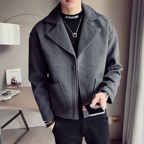 men's short paragraph autumn and winter 2019 new korean version of the trend casual woolen coat lapel jacket woolen coat men, Black
men's short paragraph autumn and winter 2019 new korean version of the trend casual woolen coat lapel jacket woolen coat men, Black