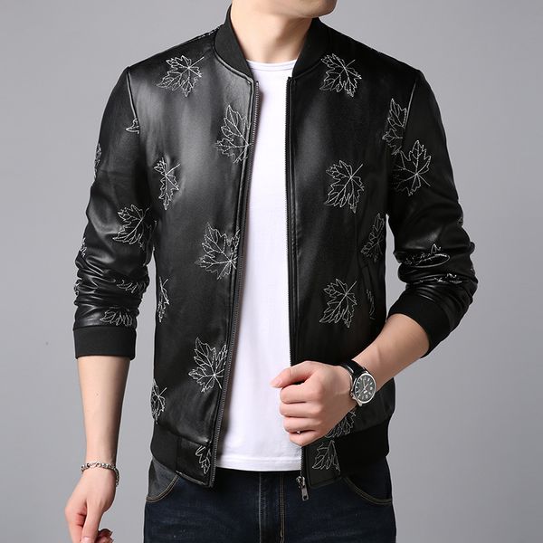 edie ashton 2019 spring new style men's korean-style embroidered leather coat pu leather stand collar slim fit men's wear jacket, Black
edie ashton 2019 spring new style men's korean-style embroidered leather coat pu leather stand collar slim fit men's wear jacket, Black