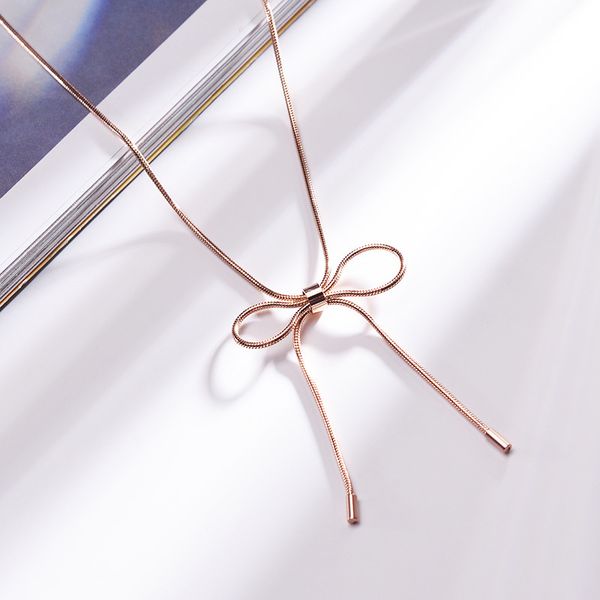 fashion jewelry necklace, rose gold necklace, bow titanium steel necklace, don't fade, not allergic, Silver
fashion jewelry necklace, rose gold necklace, bow titanium steel necklace, don't fade, not allergic, Silver