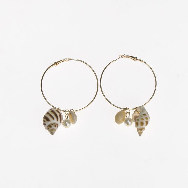 bohemian creative shell conch pendant hoop earrings for women white conch pearl alloy ring earrings female, Golden;silver
bohemian creative shell conch pendant hoop earrings for women white conch pearl alloy ring earrings female, Golden;silver