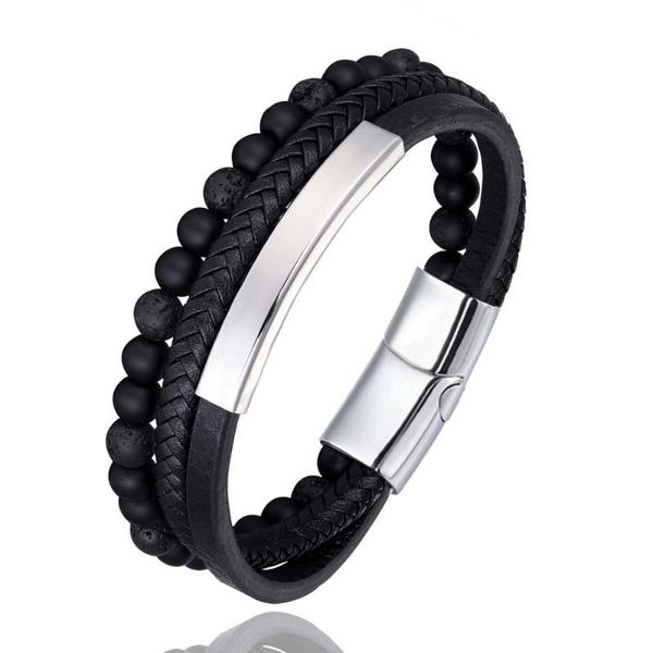 new fashion men jewelry gift natural stone genuine leather bracelet stainless steel magnetic clasp bead bracelet drop shipping, Black
new fashion men jewelry gift natural stone genuine leather bracelet stainless steel magnetic clasp bead bracelet drop shipping, Black