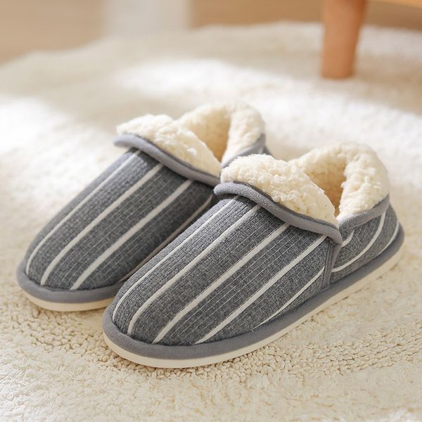 striped slippers men cotton plush slip-on non-slip mans footwear men slippers soft indoors anti-slip winter shoes, Black 
striped slippers men cotton plush slip-on non-slip mans footwear men slippers soft indoors anti-slip winter shoes, Black