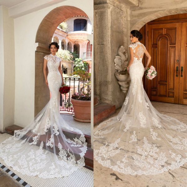 2020 kitty chen mermaid wedding dresses lace appliques cap sleeve high neck bridal gowns sweep train custom made vestidos de novia, White
2020 kitty chen mermaid wedding dresses lace appliques cap sleeve high neck bridal gowns sweep train custom made vestidos de novia, White