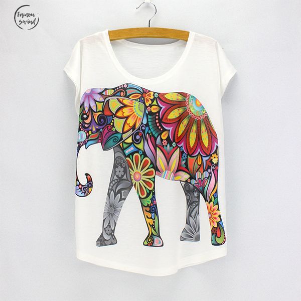 new fashion shirts flower elephant printed t women summer tees girls novelty design casual tees for, White
new fashion shirts flower elephant printed t women summer tees girls novelty design casual tees for, White
