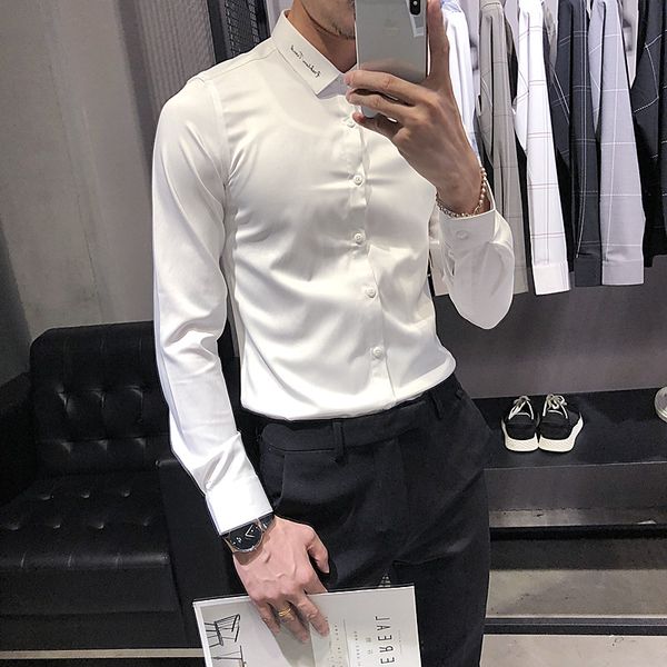 high grade dress shirt men white long sleeve black social casual shirt male slim fit business formal luxury tuxedo spring, White;black
high grade dress shirt men white long sleeve black social casual shirt male slim fit business formal luxury tuxedo spring, White;black