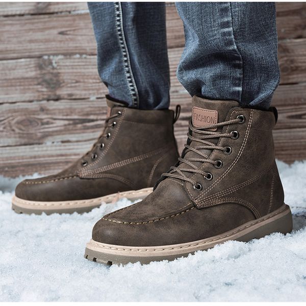 men ankle boots leather warm cotton plush lining winter boots men fashion snow man's for climbing, Black
men ankle boots leather warm cotton plush lining winter boots men fashion snow man's for climbing, Black