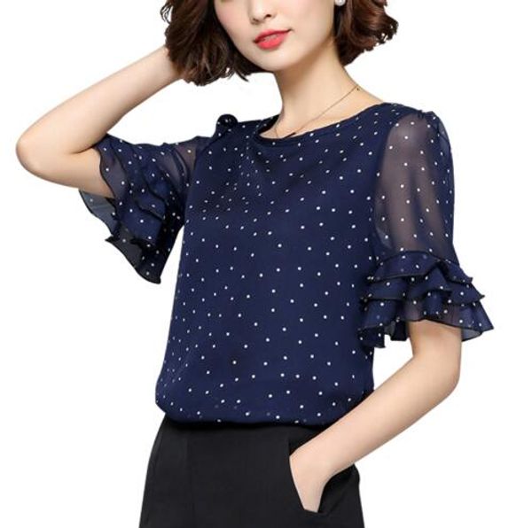 women blouses summer short sleeve chiffon blouse shirt polka dot women shirts plus size clothing ladies, White
women blouses summer short sleeve chiffon blouse shirt polka dot women shirts plus size clothing ladies, White