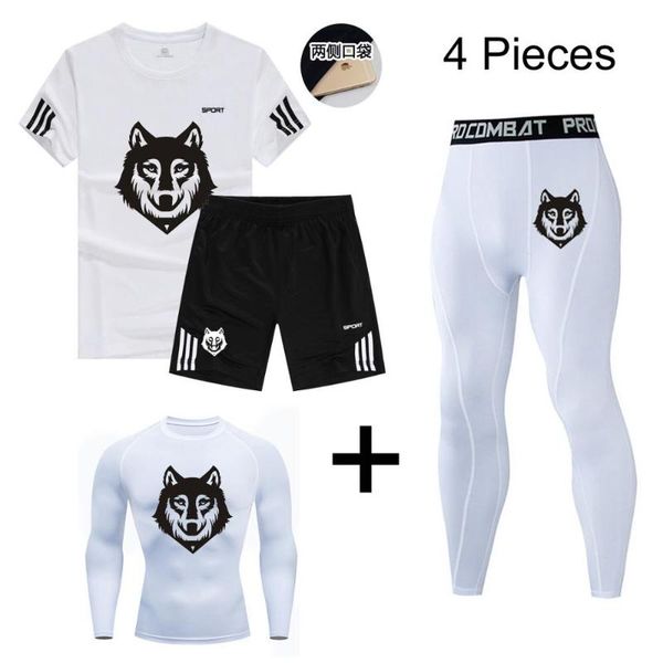 men wolf-head running shirt compression pants tracksuit leggings sport fitness workout set rashgard male quick dry gym sets, Black;blue
men wolf-head running shirt compression pants tracksuit leggings sport fitness workout set rashgard male quick dry gym sets, Black;blue