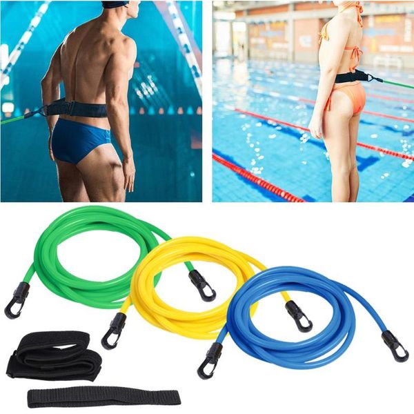 Adjustable Swim Training Resistance Elastic Belt Kids Swimming Exerciser Leash Mesh Pocket Safety Rope Swimming Pool Parts