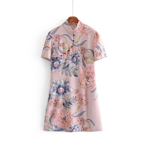 qz210 women's vintage chinese stylish floral print short sleeve stand collar dress retro cheongsam vestidos, Black;gray
qz210 women's vintage chinese stylish floral print short sleeve stand collar dress retro cheongsam vestidos, Black;gray