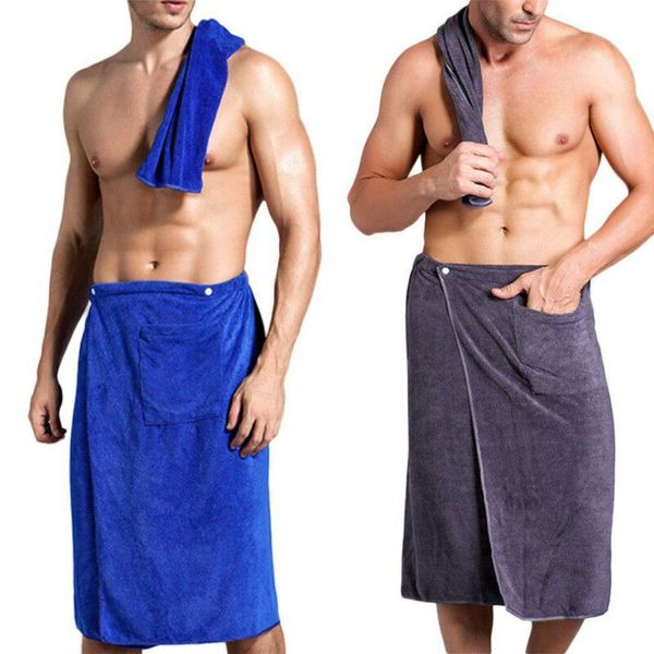 Mens Wearable Towel SPA Bath Bathroom Blanket Shower Beach Dry Quick Wrap