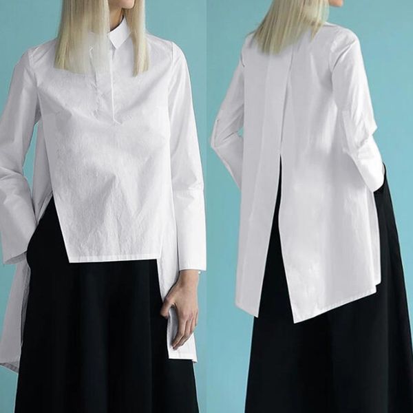 fashion asymmetrical women's summer blouse zanzea 2020 casual lapel blusas female back split long sleeve shirts s-5xl, White
fashion asymmetrical women's summer blouse zanzea 2020 casual lapel blusas female back split long sleeve shirts s-5xl, White