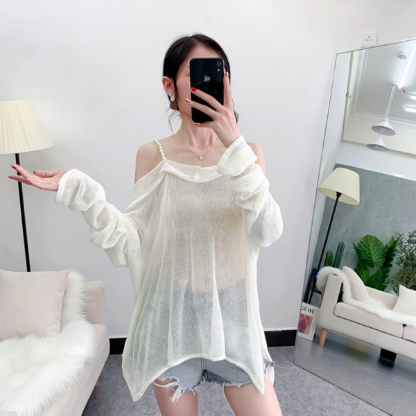 early autumn new womens 2020 fashion korean-style elegant off-shoulder strap loose all-match sweater top, White
early autumn new womens 2020 fashion korean-style elegant off-shoulder strap loose all-match sweater top, White