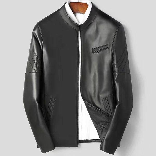 men's leather & faux mens coat 100% sheepskin collar business men jacket natural high-quality h55, Black
men's leather & faux mens coat 100% sheepskin collar business men jacket natural high-quality h55, Black
