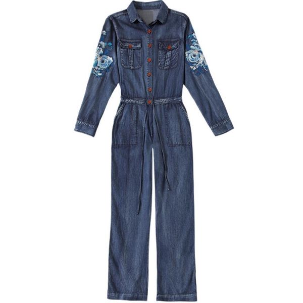 denim jumpsuit women 2019 hight waist embroidered overalls playsuits long sleeve turn-down collar jeans rompers, Blue
denim jumpsuit women 2019 hight waist embroidered overalls playsuits long sleeve turn-down collar jeans rompers, Blue