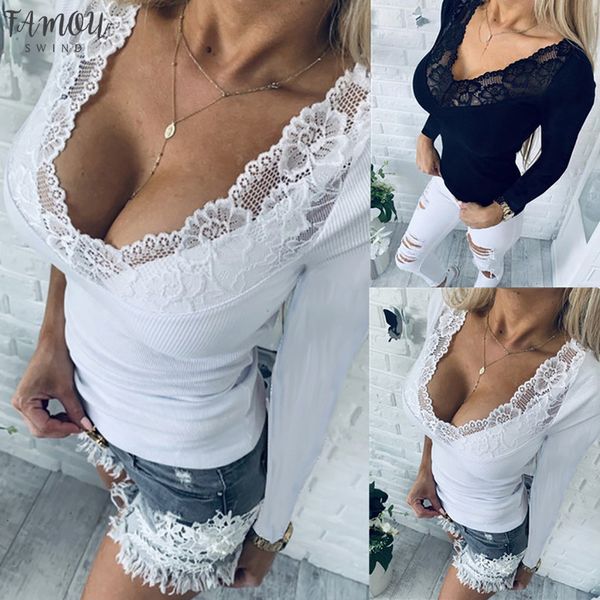 womens ladies lace patchwork long sleeve v neck pullover shirt women streetwear t shirt women casual t shirt, White
womens ladies lace patchwork long sleeve v neck pullover shirt women streetwear t shirt women casual t shirt, White
