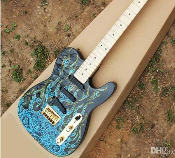 maple fingerboard artist burton signature telecas black guitar with blue flame electric guitar-
maple fingerboard artist burton signature telecas black guitar with blue flame electric guitar-