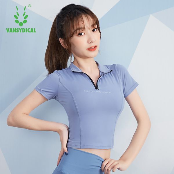 vansydical yoga shirt women compressed crop with zipper sportswear for women gym running short sleeve workout top, White;red
vansydical yoga shirt women compressed crop with zipper sportswear for women gym running short sleeve workout top, White;red
