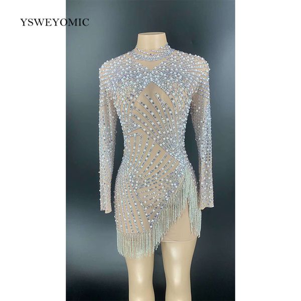 stage wear silver rhinestones fringe pearl transparent dress long sleeves women dance show bar birthday outfit for lady, Black;red
stage wear silver rhinestones fringe pearl transparent dress long sleeves women dance show bar birthday outfit for lady, Black;red