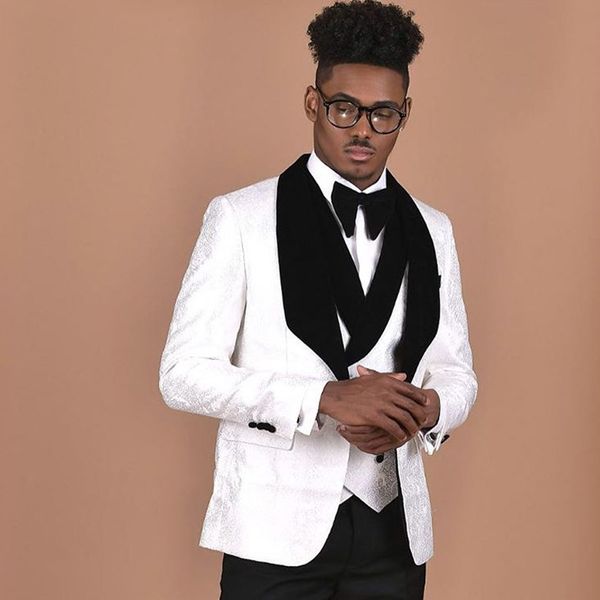 white floral suits for mens fashion 2020 slim fit wedding tuxedos for groomsmen 3 piece male suit set jacket vest with pants, White;black
white floral suits for mens fashion 2020 slim fit wedding tuxedos for groomsmen 3 piece male suit set jacket vest with pants, White;black