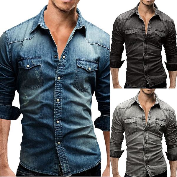 nibesser fashion men wash denim jeans shirt 2018 autumn long sleeves shirt casual slim denim eu size, White;black
nibesser fashion men wash denim jeans shirt 2018 autumn long sleeves shirt casual slim denim eu size, White;black