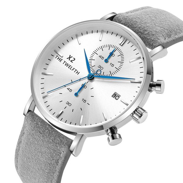 new vintage grey leather strap luxury fashion chronograph quartz watches men dress waterproof male clock calendar military watch, Slivery;brown
new vintage grey leather strap luxury fashion chronograph quartz watches men dress waterproof male clock calendar military watch, Slivery;brown