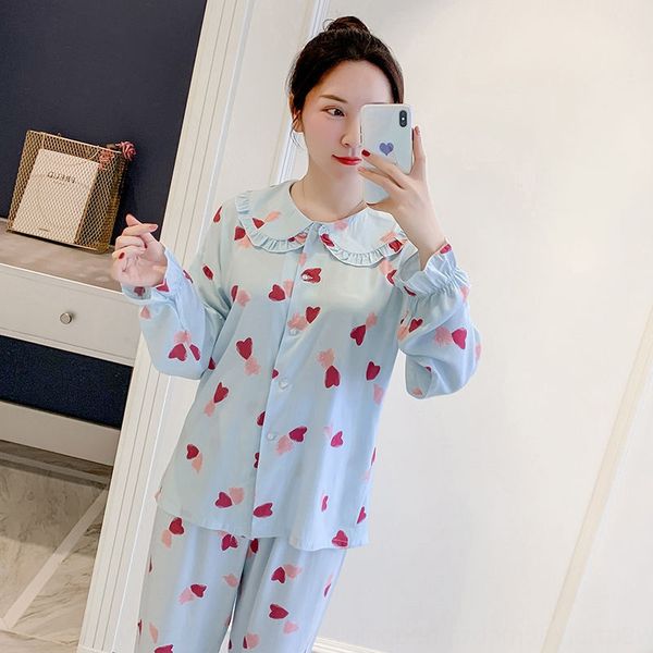 female sweet cute air conditioning pajamas pajamas girl cotton long-sleeved thin cute cardigan home suit air-conditioned clothes, Blue;red
female sweet cute air conditioning pajamas pajamas girl cotton long-sleeved thin cute cardigan home suit air-conditioned clothes, Blue;red