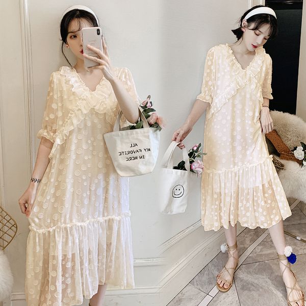 2020 korean-style fashion maternity clothes polka dot dress loose-fit lace women's dress fashion western style pregnant women po, White
2020 korean-style fashion maternity clothes polka dot dress loose-fit lace women's dress fashion western style pregnant women po, White