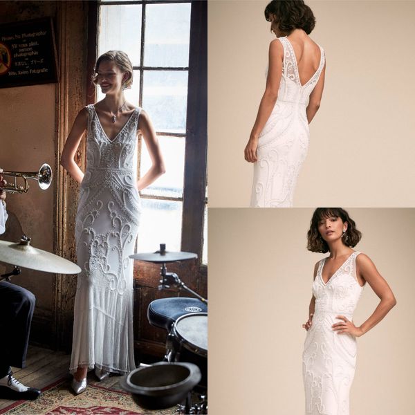 2019 bhldn mermaid wedding dresses v neck lace beads pearls floor length beach wedding dress back country gowns robe de mariée plus, White
2019 bhldn mermaid wedding dresses v neck lace beads pearls floor length beach wedding dress back country gowns robe de mariée plus, White