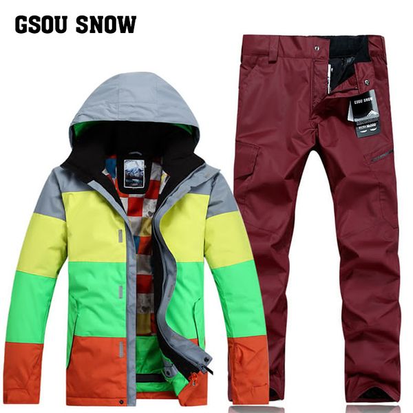 gsou snow men's single board skiing suit color series outdoor snow suit windproof waterproof ski jacket+ski pants
gsou snow men's single board skiing suit color series outdoor snow suit windproof waterproof ski jacket+ski pants