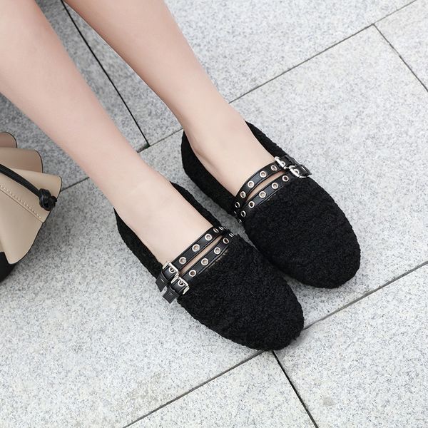 women flats wool shoes winter warm square toe loafers casual fur slides belt buckle flat shoes black apricot zapatos mujer
women flats wool shoes winter warm square toe loafers casual fur slides belt buckle flat shoes black apricot zapatos mujer