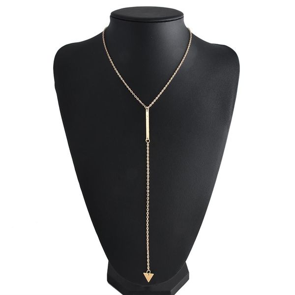 fashion trangle pendant long chain necklace gold color pick chain choker necklace women jewelry ing, Silver
fashion trangle pendant long chain necklace gold color pick chain choker necklace women jewelry ing, Silver