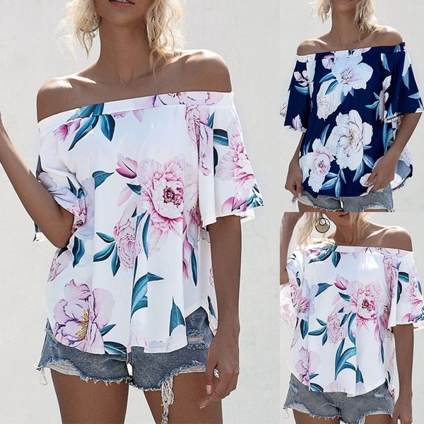 women's blouses & shirts womens off shoulder floral print loose casual summer short sleeve blouse, White
women's blouses & shirts womens off shoulder floral print loose casual summer short sleeve blouse, White
