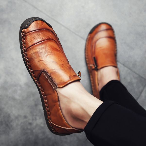 men shoes leather casual loafers breathable flats soft light shoes fashion men's driving footwear, Black
men shoes leather casual loafers breathable flats soft light shoes fashion men's driving footwear, Black