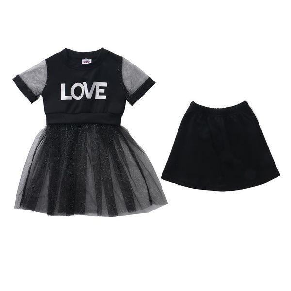 clothing sets toddler kid girls summer outfits set short sleeve letter printed t-shirt dress black mesh glitter skirt clothes 2-6years, White
clothing sets toddler kid girls summer outfits set short sleeve letter printed t-shirt dress black mesh glitter skirt clothes 2-6years, White