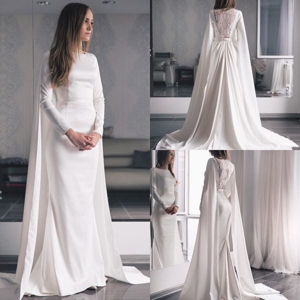 2020 bohemian modest jewel long sleeve mermaid wedding dresses lace applique beads ruched wedding gowns sweep train robe de mariée, White
2020 bohemian modest jewel long sleeve mermaid wedding dresses lace applique beads ruched wedding gowns sweep train robe de mariée, White