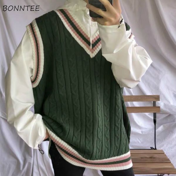 sweater vest men patchwork v-neck colorful shrug chic sleeveless knitted mens waistcoats loose oversize harajuku all-match, Black;white
sweater vest men patchwork v-neck colorful shrug chic sleeveless knitted mens waistcoats loose oversize harajuku all-match, Black;white