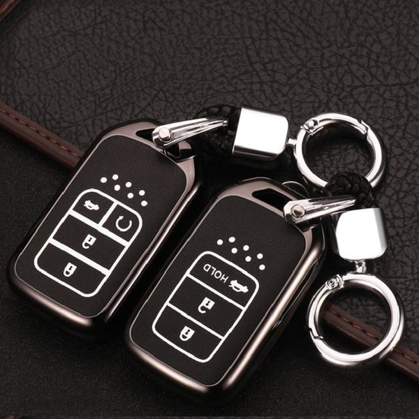 

luminous leather zinc alloy car remote key case chain cover for civic 2017 accord fit crv cr-v pilot xrv hrv jazz