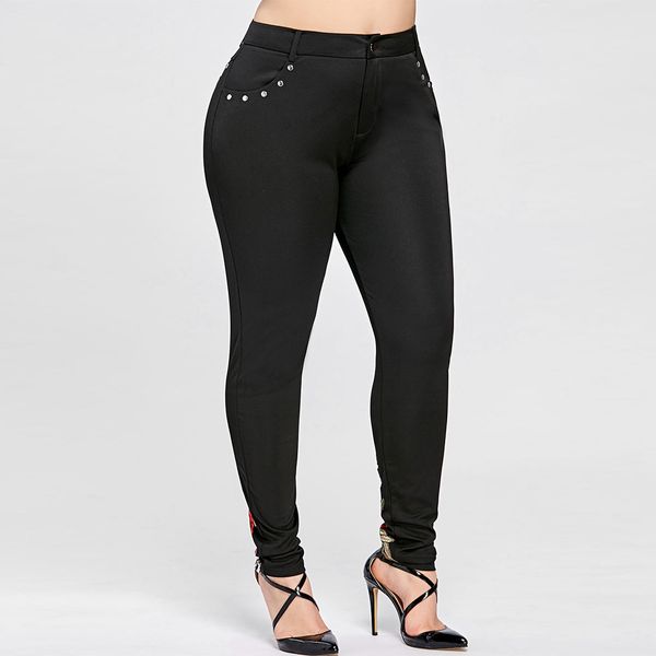 plus size floral embroidery rivet pencil pants women leggings skinny high elastic women trousers big size ladies pants, Black
plus size floral embroidery rivet pencil pants women leggings skinny high elastic women trousers big size ladies pants, Black