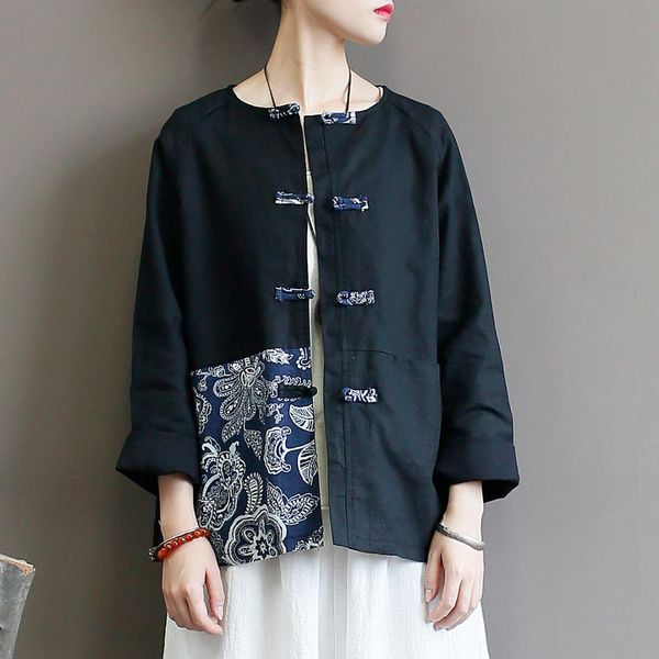 autumn women's cotton linen coat women's vintage stitching coat round neck literary loose short jacket, Black;brown
autumn women's cotton linen coat women's vintage stitching coat round neck literary loose short jacket, Black;brown