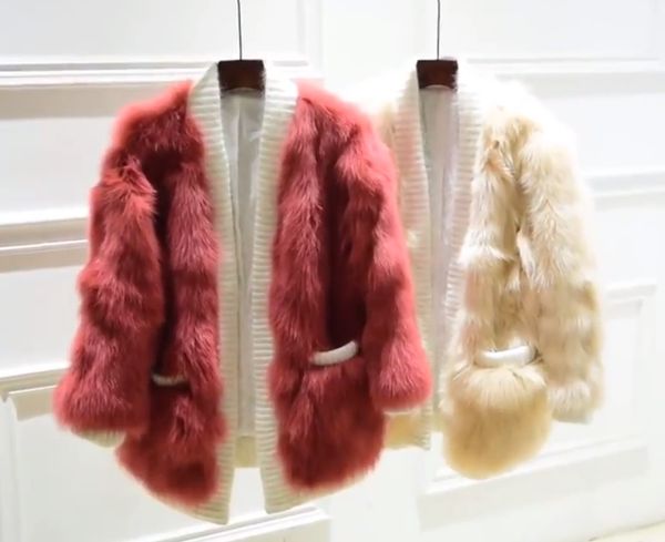 stylish spliced knitted v-neck shaggy faux fur coat winter korea keep warm pockets women jacket outwear 2 color, Black
stylish spliced knitted v-neck shaggy faux fur coat winter korea keep warm pockets women jacket outwear 2 color, Black