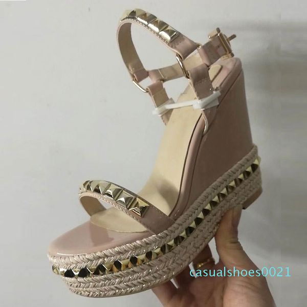 women high heels red bottom cataclou studs wedge platform sandals fashion ladies wedge cataclou sandals spikes rivets studded shoes c21, Black
women high heels red bottom cataclou studs wedge platform sandals fashion ladies wedge cataclou sandals spikes rivets studded shoes c21, Black