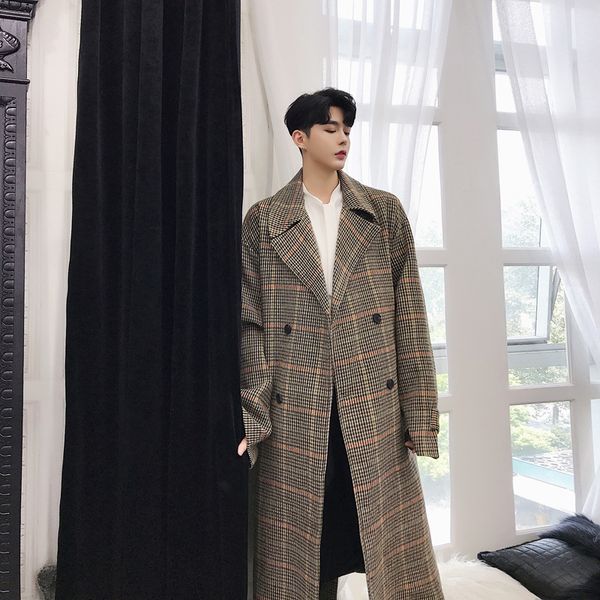 ewq / spring 2020 long sleeve plaid turn-down collar bandage loose coat man's vintage style temperament jacket fs160, Tan;black
ewq / spring 2020 long sleeve plaid turn-down collar bandage loose coat man's vintage style temperament jacket fs160, Tan;black
