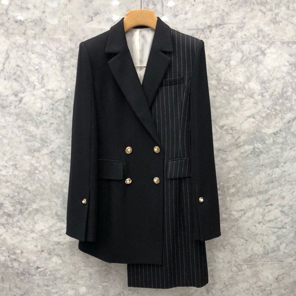 suit long coat women's 2019 spring and autumn new stripe loose irregular splicing asymmetric suit women elegant slim coats, White;black
suit long coat women's 2019 spring and autumn new stripe loose irregular splicing asymmetric suit women elegant slim coats, White;black