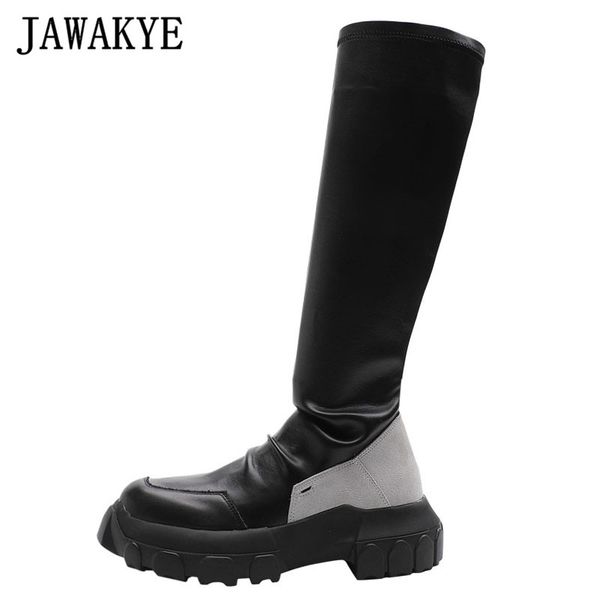 knee high elastic sneaker boots for women real leather thick sole army boots casual flat platform winter plush long women, Black
knee high elastic sneaker boots for women real leather thick sole army boots casual flat platform winter plush long women, Black