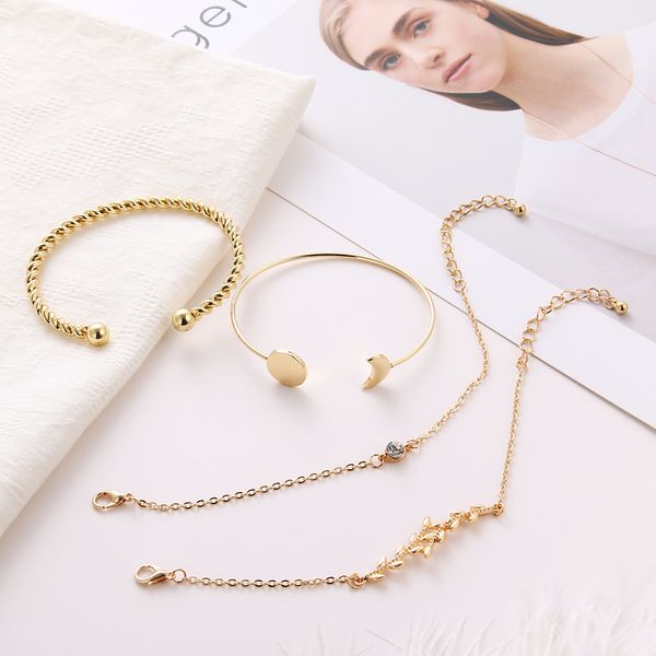 4 pcs/ set open bracelet set classic arrow knot round crystal multilayer adjustable women fashion party jewelry multiple styles, Golden;silver
4 pcs/ set open bracelet set classic arrow knot round crystal multilayer adjustable women fashion party jewelry multiple styles, Golden;silver